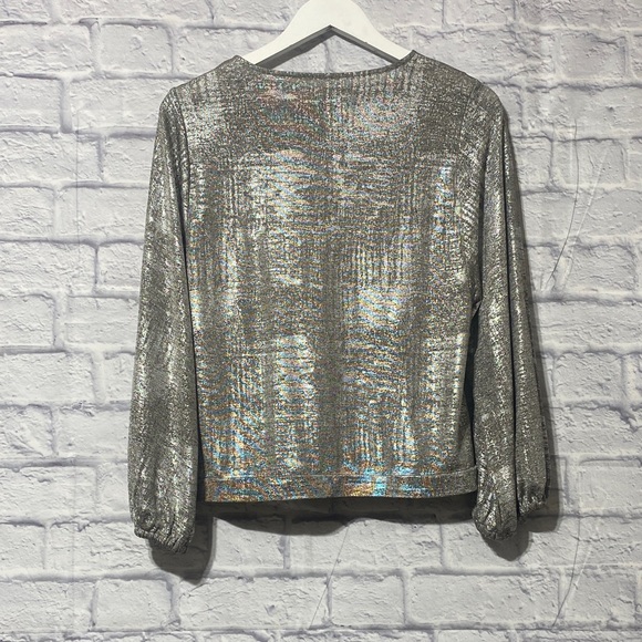 Anthropologie Silver Metallic Blouse - Picture 5 of 11